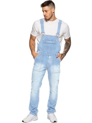Enzo Mens Dungarees Jeans Denim Latzhose Overall Freizeit Arbeit Schwerlast Hose