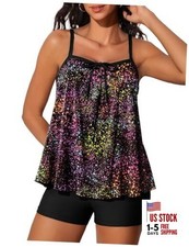 Plus Size Swimsuits for Women Two Piece Tankini 16 Plus Gradient Starry Sky