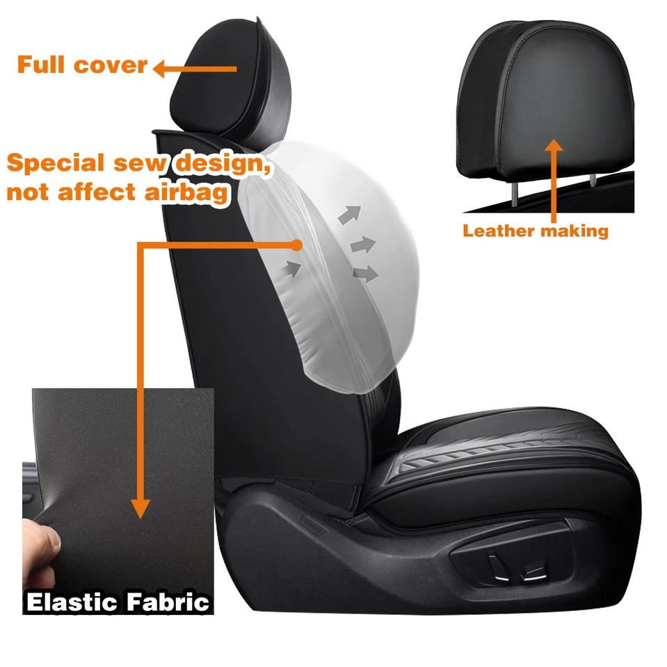 For Toyota Car Seat Cover Full Set Leather 5 Seats Front Rear Protector Cushion Foto 3 de 4