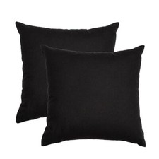 Cotton Throw Pillow Covers 16"X16" Set of 2 Decorative Zippered 16 X 16 Black