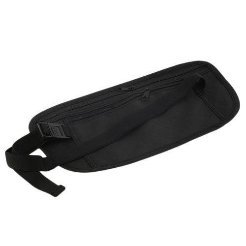 Black Travel Waist Pouch for Passport Money Belt Bag Hidden Security Wallet Us