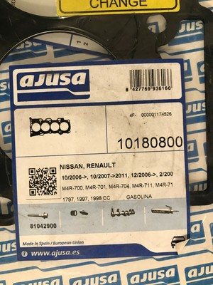 AJUSA Engine Cylinder Head Gasket 10180800,fits NISSAN 11044-EN200 