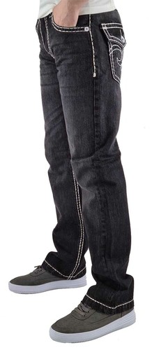 Peviani Niño Niños Vaquero – Diseñador Streetwear Bordado Bolsillos -negro - Foto 2 di 4