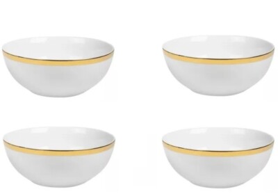 4 geprägte Weißgold Keramik Schalen - Stapelschalen, GROSSE GRÖSSE 700ML