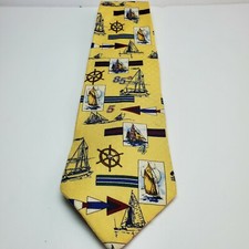 Vintage Keeler Bay 100% Silk Tie Made In USA Nautical Sailing Boating