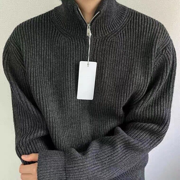 Margiela Style 2Way Zipper Cardigan Sweater High Neck Knit Margiela Style 2Way Zipper Cardigan Sweater High Neck Knit