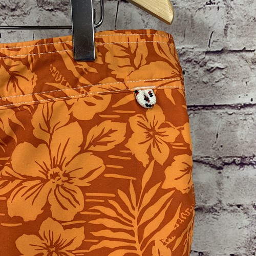 Lands End Swim Trunks Mens Large Orange Floral Drawstring Waist Mesh Lined - Bild 3 von 12