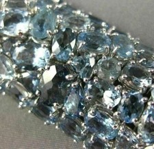 ESTATE MASSIVE 70.37CT AQUAMARINE 18KT WHITE GOLD MULTI SHAPE COCKTAIL BRACELET