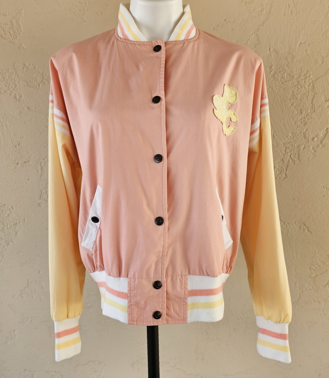 Giacca donna vintage anni 80 90 PONY snap track PSC patch Chevron M Medium RARA