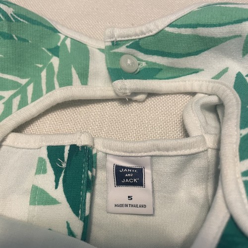 Girls Janie and Jack Green Leafy Dress - Size 5 - Picture 3 of 3