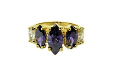 Purple cubic zirconia stone band ring with marquise shape CZ Stones NEW