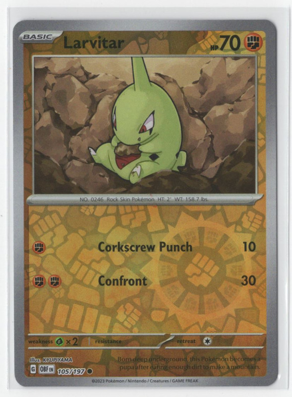 Pokemon Obsidian Flames 105/197 Larvitar Reverse Holo