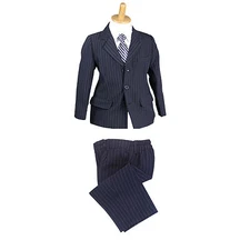 NEW Kids Boys 2pcs Formal Suit Set Wedding Jacket-Pants sz 000–16 NAVY PINSTRIPE