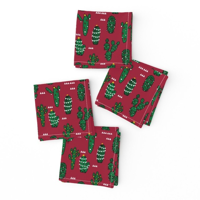 Cocktail Napkins Christmas Cactus Cacti Xmas Holiday Set ...