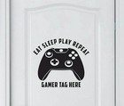 Boys Girls Bedroom Wall Sticker Art Gaming Gamer Decal Eat Sleep Game Repeat