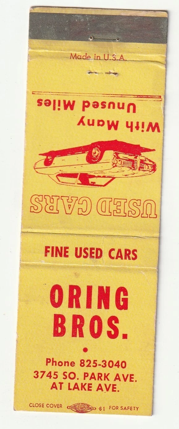  capa matchbook usados oring brothers buffalo new york 