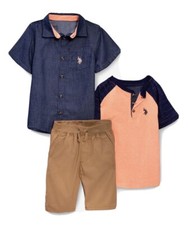 U.S. polo BOYS 3 PIECE SET - SHIRT, TEE  SHORTS  Size 5