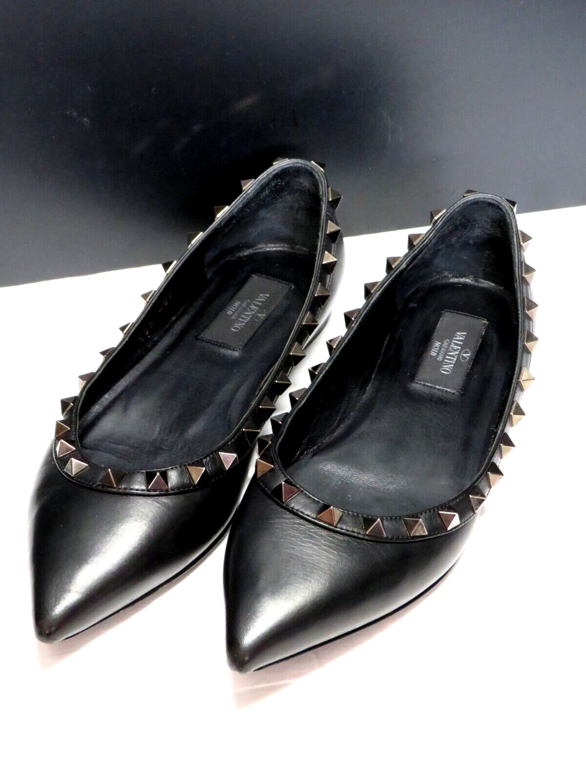 VALENTINO GARAVANI NOIR scarpe ballerine ROCKSTUD in pelle nera TG 36