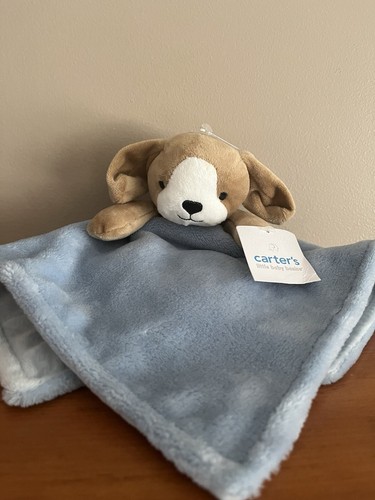 Carters Blue & Brown Puppy Dog Plush Baby Lovey Security Blanket New with Tags - Picture 4 of 4