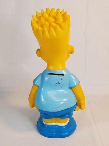 Vintage The Simpsons BART SIMPSON 7" Vinyl Coin Bank Blue Shirt 1990 - Picture 4 of 9