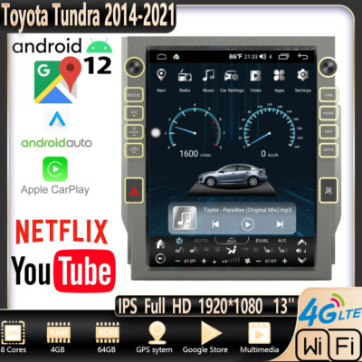 13'' Tesla Style Carplay Android Car Stereo Gps Radio For Toyota Tundra 2014-2021