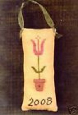 PINK TULIP W/ BUTTON - CROSS STITCH - STONE & THREAD