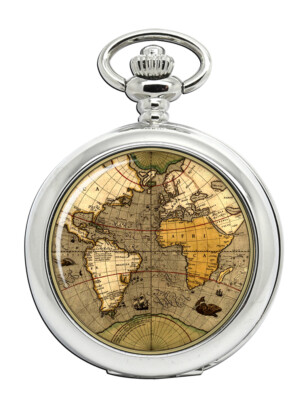 Antique World Map Pocket Watch UK