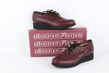 NOS Vintage 90s Streetwear Womens 6.5 2A Chunky Leather Platform Shoes Wine USA