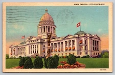State Capitol Building with Monument, Little Rock, Arkansas, Postcard