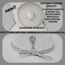 white with silver wedding hat adult MEXICAN MARIACHI CHARRO , SOMBRERO