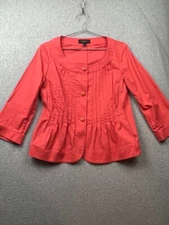 Talbots Womens Blazer Top Size 8 Pleated Career Pockets coral pink Simple Modern