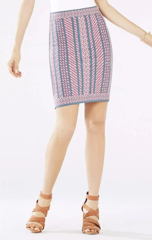 BCBG MAX AZRIA MUJER FALDA PAVEL JACQUARD PUNTO RAYAS BODYCON VENDAJE LÁPIZ S Foto 2 de 4