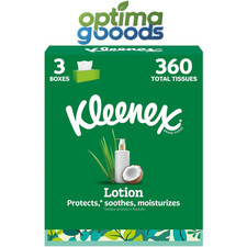 Kleenex Lotion Facial Tissues with Coconut Oil, 3 Flat Boxes, 120 Tissues Per