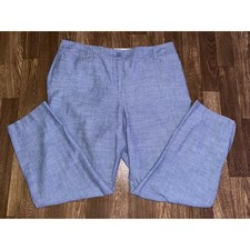 Talbots Perfect Prop Blue Chambray Button Detail Wide Leg Casual Pants