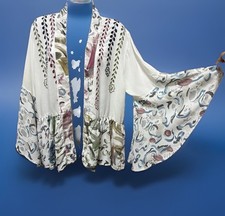 Young Threads Patchwork Kimono Cardigan Large White Embroidered Boho Festival