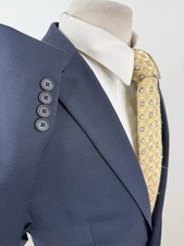 Kenneth Cole Men s Navy Sharkskin Extreme Slim Fit Wool Suit 40 L Pants 34 X 32