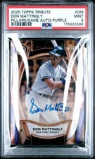 Don Mattingly 2025 Topps Tribute Pillars of the Game Auto Purple /50 Yankees PSA