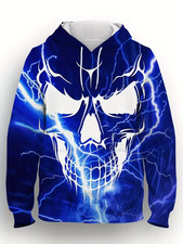 Blue Skull Hoodie - 3D All Over Print