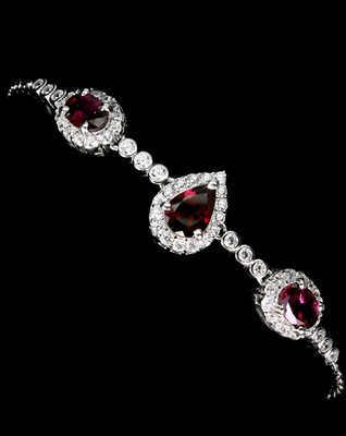 Gorgeous Natural Rhodolite Garnet 925 Sterling Silver Bracelet  7 Inch 0925