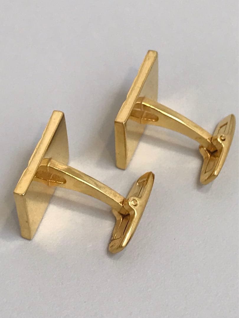YSL Rectangular Cufflinks Gray/Gold Authentic - image 3