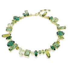 Swarovski Gema necklace Mixed cut, green, gold finish