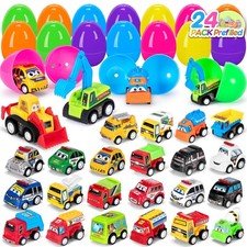 24 PCS Prefilled Easter Eggs with Toys Pull Back Cars Easter Basket Stuffers ...