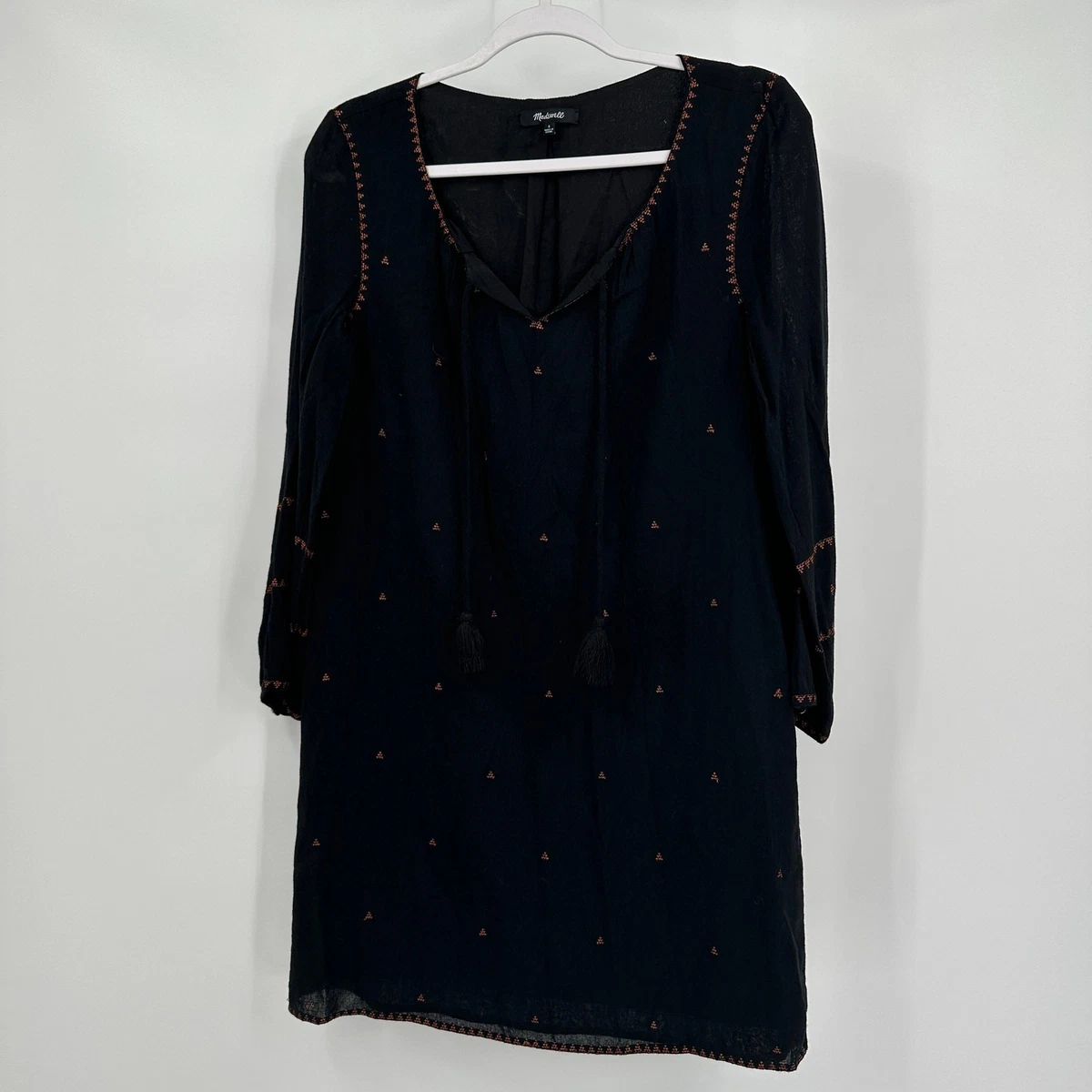 Madewell Womens Embroidered Dress Size S Minimalist Black Work To Weekend |  eBay