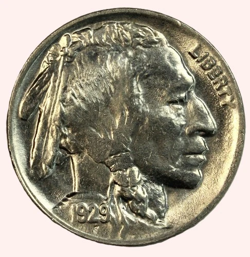 1929 5C Buffalo Nickel- Choice Gem BU- SMH 1550