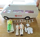 Vintage TONKA Rescue AMBULANCE & Crew FIGURINES + Accessories 1970's