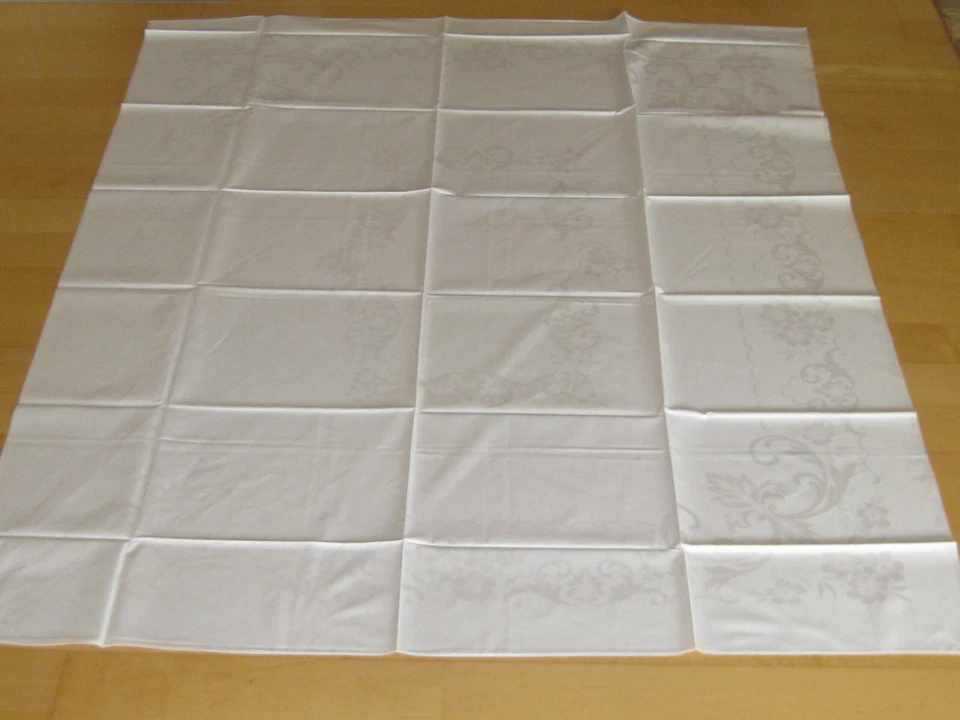 Elegante Mako Tischwäsche Tischdecke Tafeldecke weiß ca. 130 X 160 cm unbenutzt 