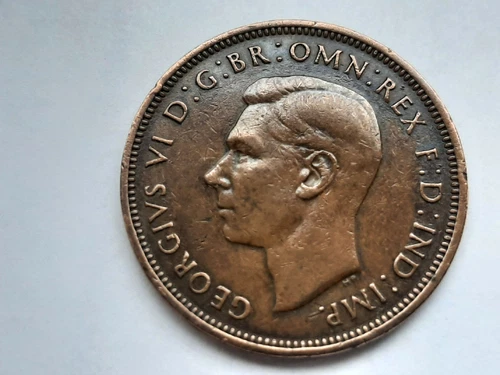 England Half 1/2 Penny 1942 Great Britain UK GB ++ George VI ++