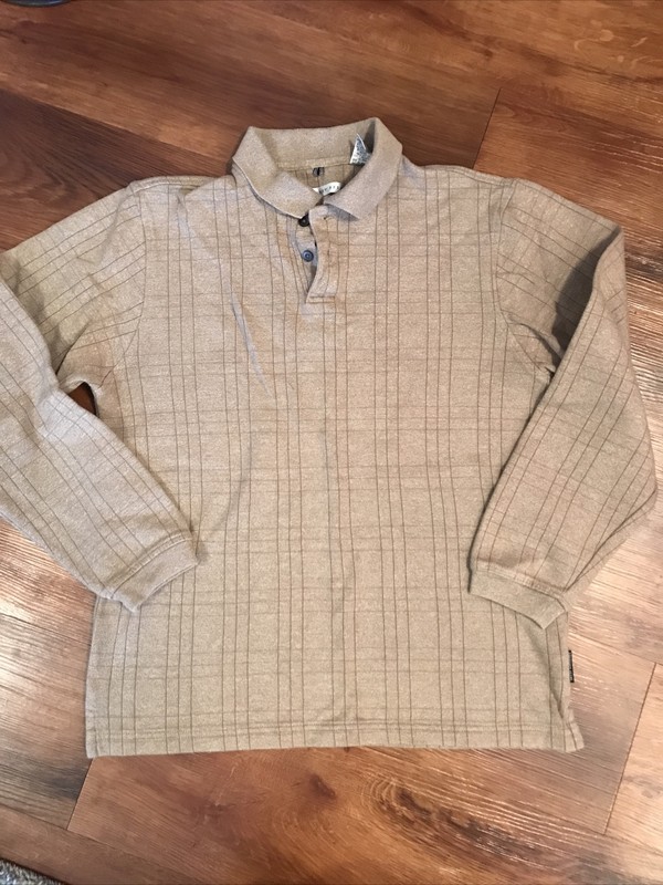 GEOFFREY BEENE Men’s S Long Sleeve Collar Dress Shirt 1/4 Button Brown Quality