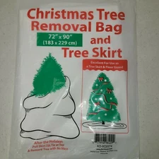 Christmas Tree Removal Bag & Tree Skirt / Floor Guard   72" X 90"  Large Tree 