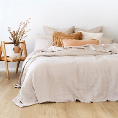 Bambury French Linen Quilt Cover Set Pebble Queen